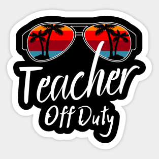 Teacher Off Duty, Retro Sunset Glasses, Summer Vacation Gift Sticker